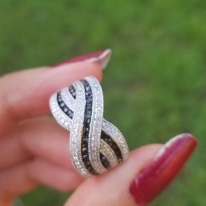 Black and white diamond ring